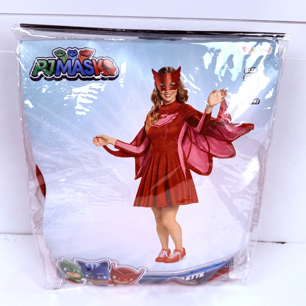 Owlette PJ Mask Cape Dress Adult Women L 12 14 Red Halloween Costume Cosplay